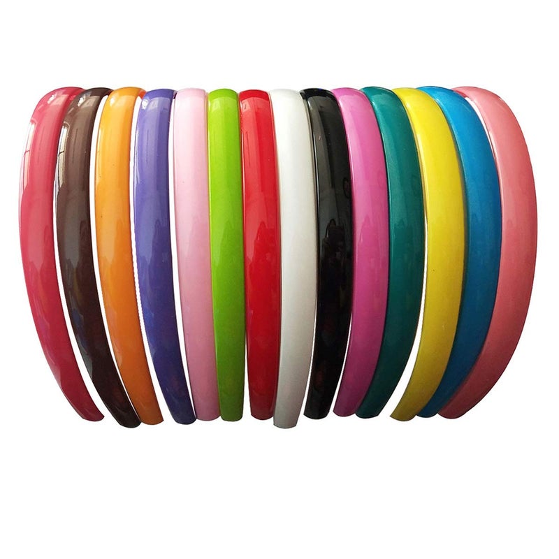 Yazon 13pcs 12mm Plastic Headbands for Girls Women Colorful Hair Headband with Teeth Thin Hair Bands - Image 1